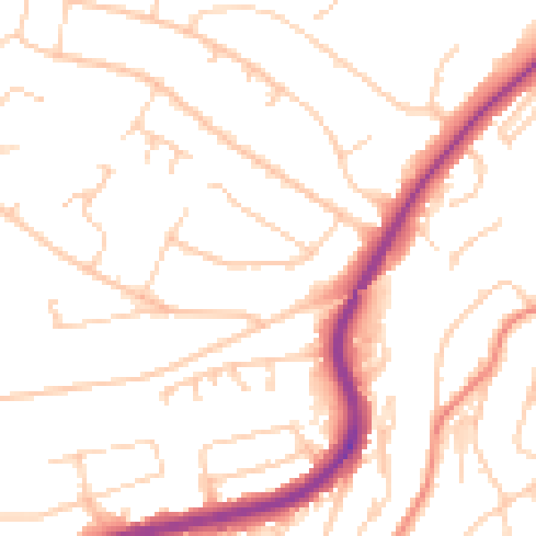 Daytime road noise heatmap for S17 3QG