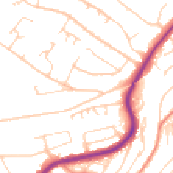 Daytime road noise heatmap for S17 3QQ