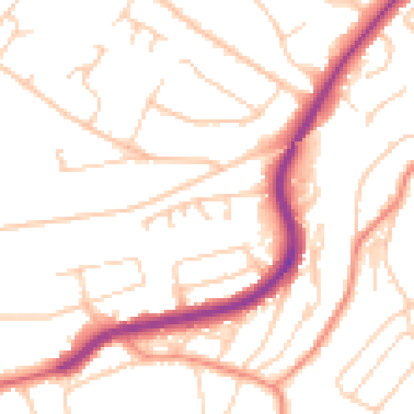 Daytime road noise heatmap for S17 4DJ