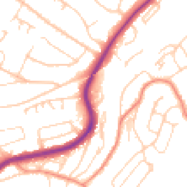 Daytime road noise heatmap for S17 4HQ