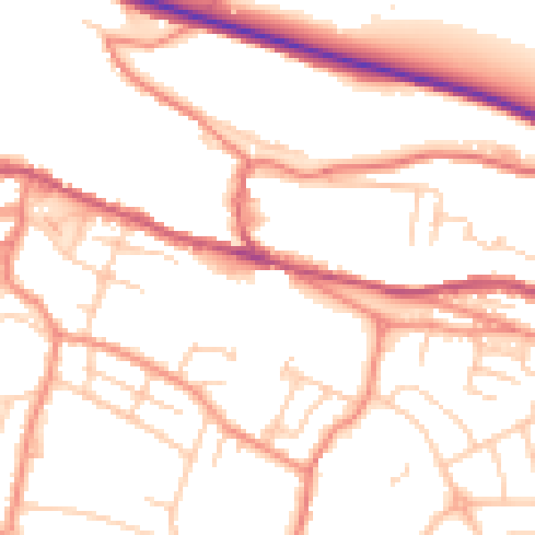Daytime road noise heatmap for S36 1DJ