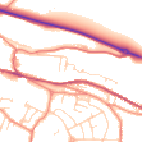 Daytime road noise heatmap for S36 2AJ