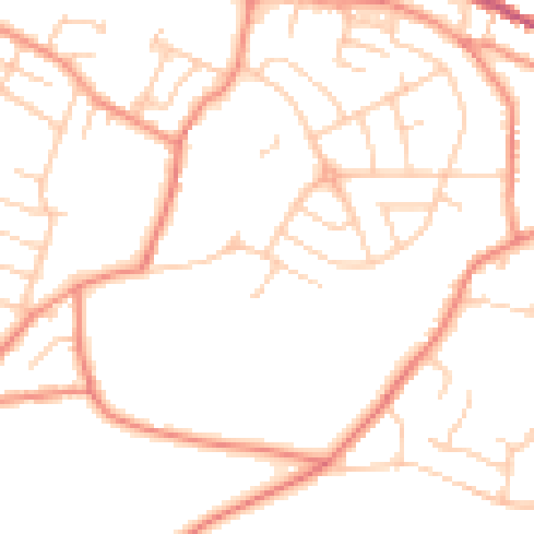 Daytime road noise heatmap for S36 2AQ
