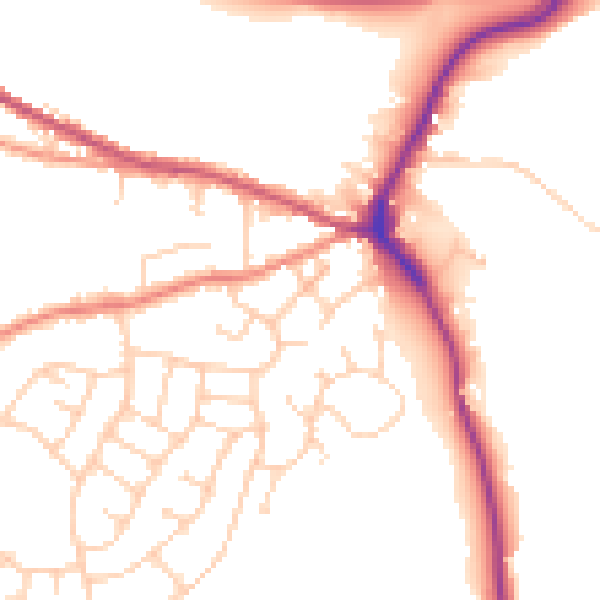 Daytime road noise heatmap for S36 2QA