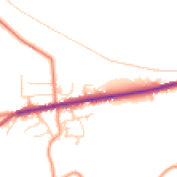 Daytime road noise heatmap for S36 9NE