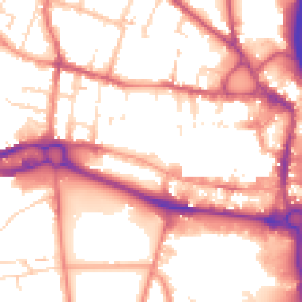 Daytime road noise heatmap for S40 1AQ