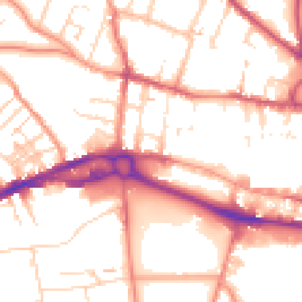 Daytime road noise heatmap for S40 1AZ