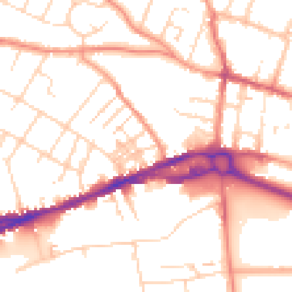Daytime road noise heatmap for S40 1BJ