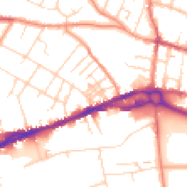 Daytime road noise heatmap for S40 1BL