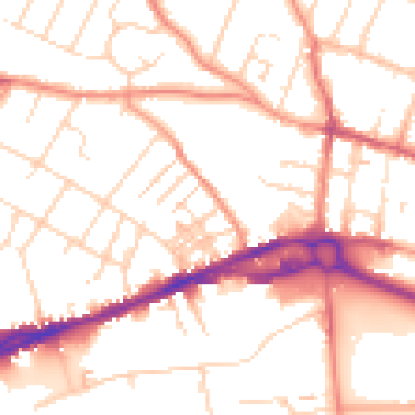 Daytime road noise heatmap for S40 1BN