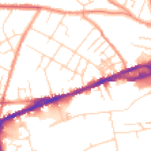 Daytime road noise heatmap for S40 1BQ