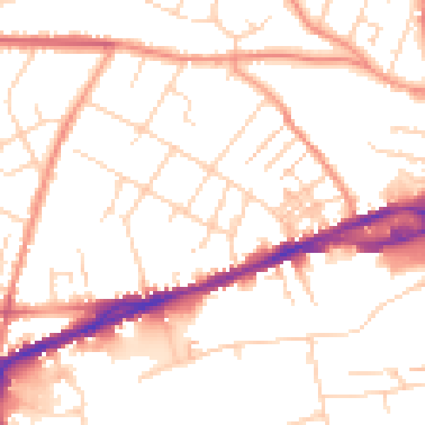 Daytime road noise heatmap for S40 1DA