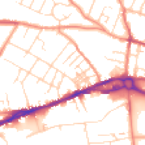 Daytime road noise heatmap for S40 1DD
