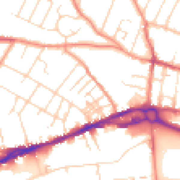 Daytime road noise heatmap for S40 1DE