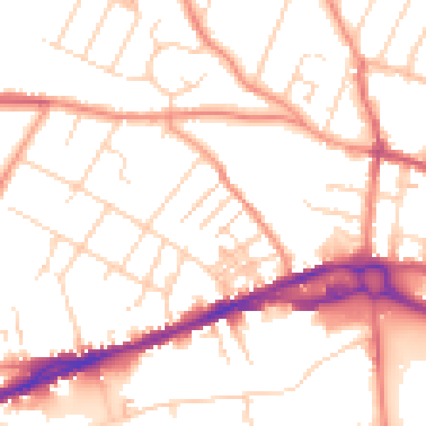 Daytime road noise heatmap for S40 1DF