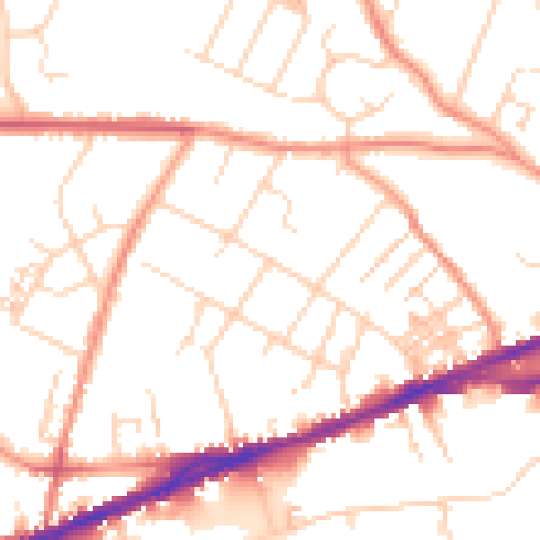 Daytime road noise heatmap for S40 1DJ