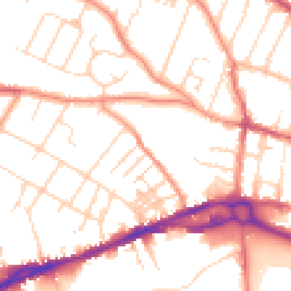 Daytime road noise heatmap for S40 1DN