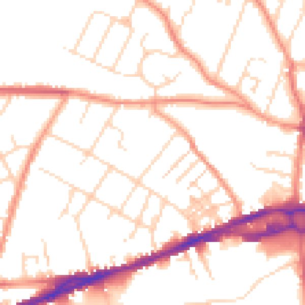 Daytime road noise heatmap for S40 1DQ