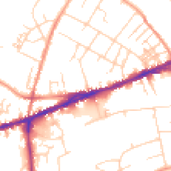 Daytime road noise heatmap for S40 1DU