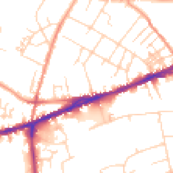Daytime road noise heatmap for S40 1DZ