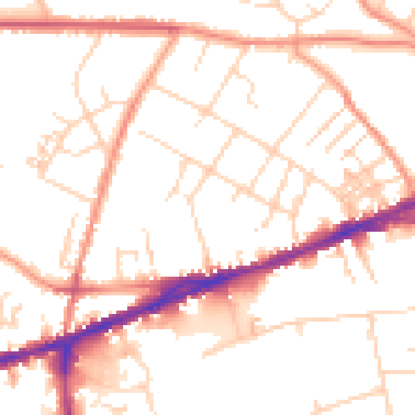 Daytime road noise heatmap for S40 1EB
