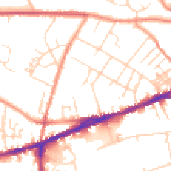 Daytime road noise heatmap for S40 1ED