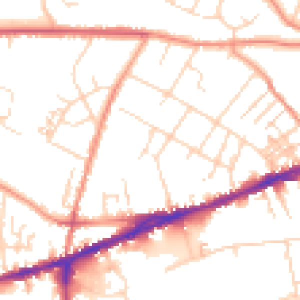 Daytime road noise heatmap for S40 1EE