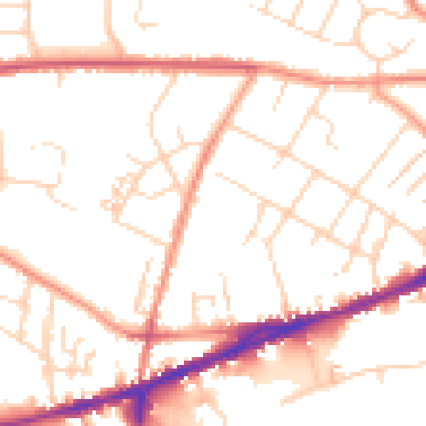 Daytime road noise heatmap for S40 1EQ