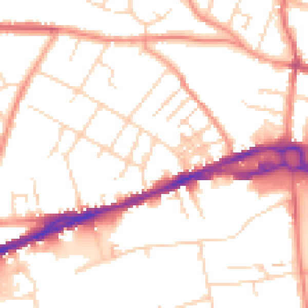 Daytime road noise heatmap for S40 1ET