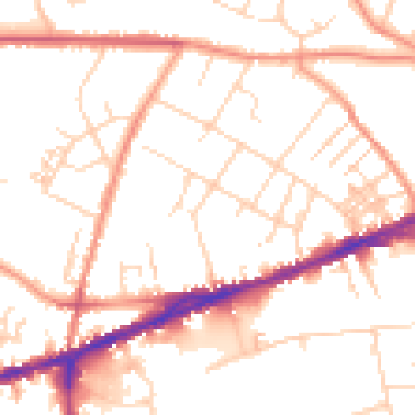 Daytime road noise heatmap for S40 1EW