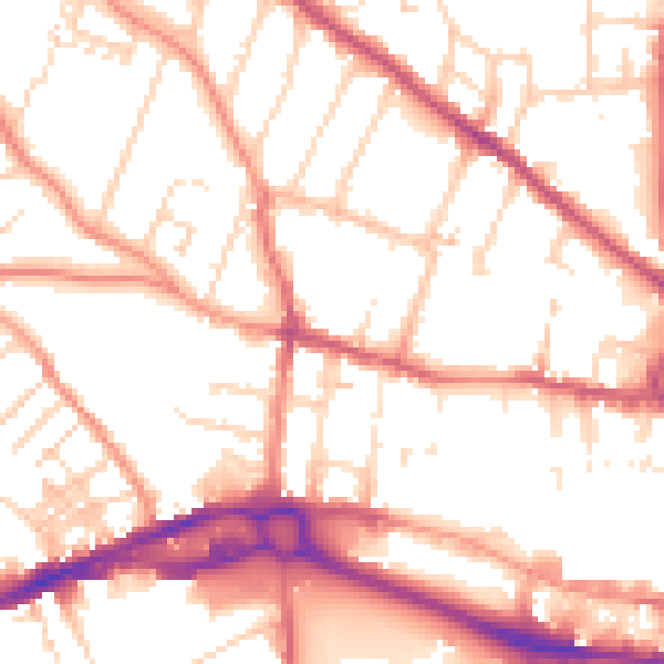 Daytime road noise heatmap for S40 1GE
