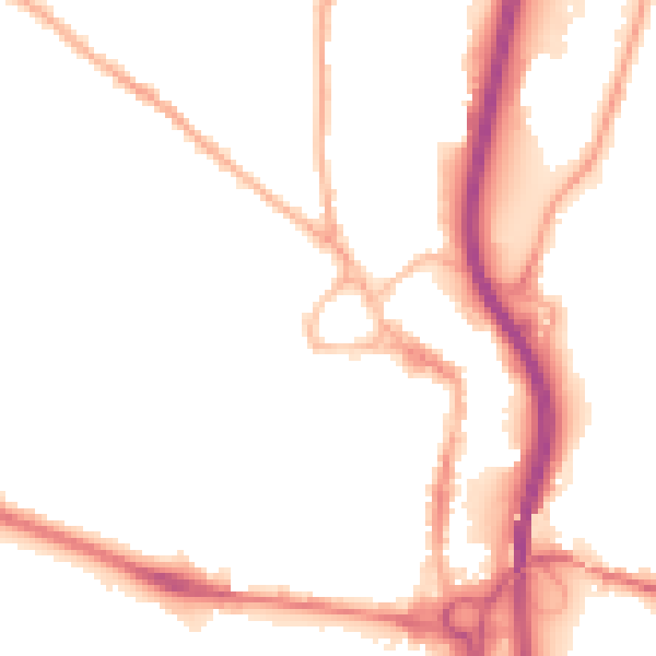 Night-time road noise heatmap for S40 1GF