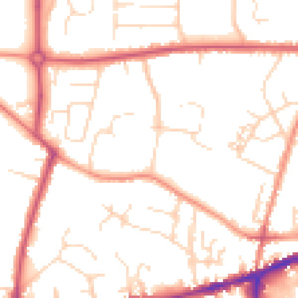 Daytime road noise heatmap for S40 1JB