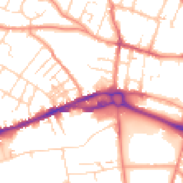 Daytime road noise heatmap for S40 2AJ