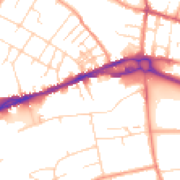 Daytime road noise heatmap for S40 2AX