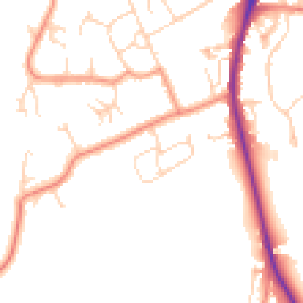 Daytime road noise heatmap for S40 2JQ