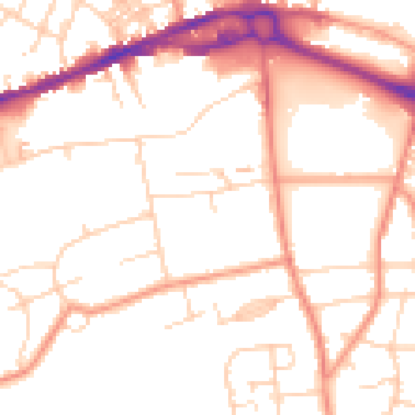 Daytime road noise heatmap for S40 2QD