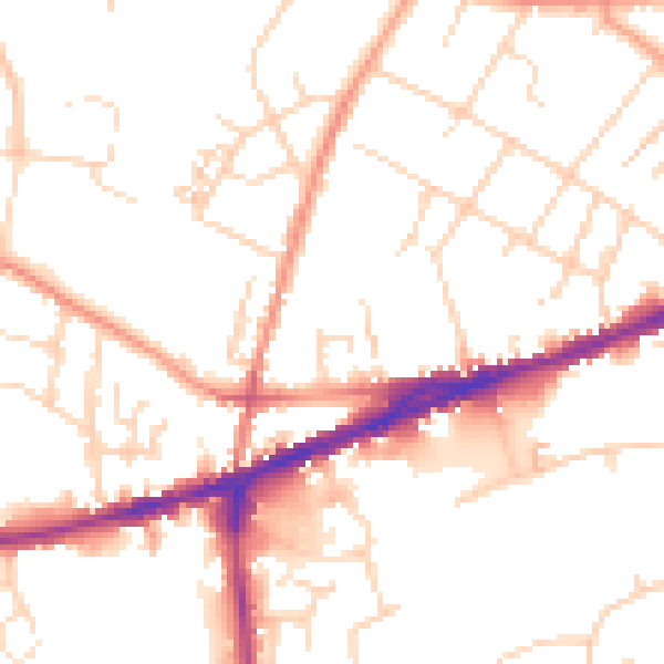 Daytime road noise heatmap for S40 2QY
