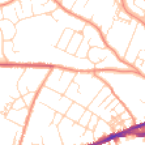 Daytime road noise heatmap for S40 4AQ
