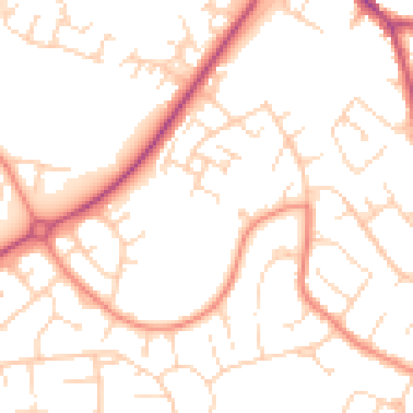 Daytime road noise heatmap for S40 4JD