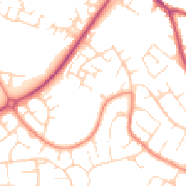 Daytime road noise heatmap for S40 4JG