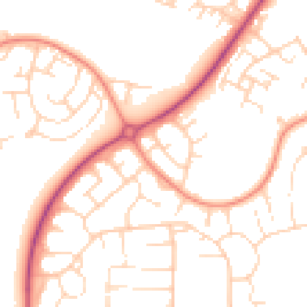 Daytime road noise heatmap for S40 4LR