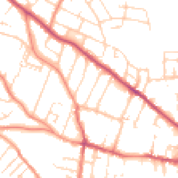 Daytime road noise heatmap for S40 4TE