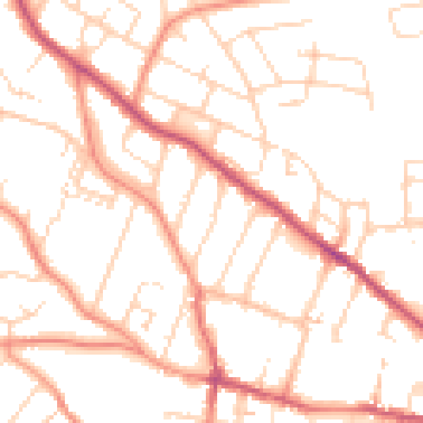 Daytime road noise heatmap for S40 4TF