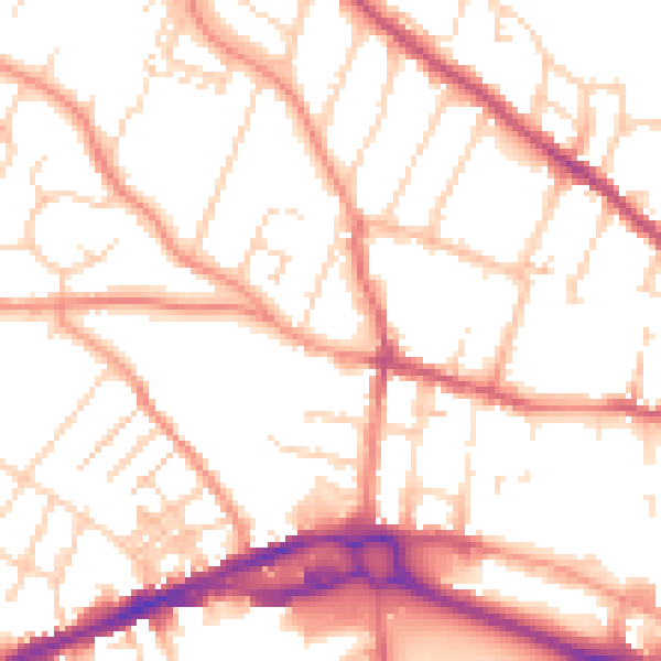 Daytime road noise heatmap for S40 4TU