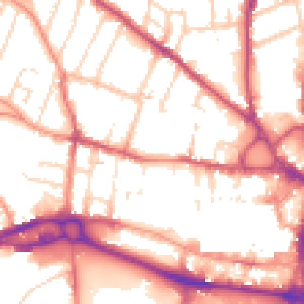 Daytime road noise heatmap for S40 9UB