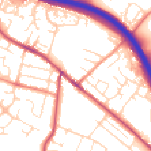 Daytime road noise heatmap for S41 0AJ