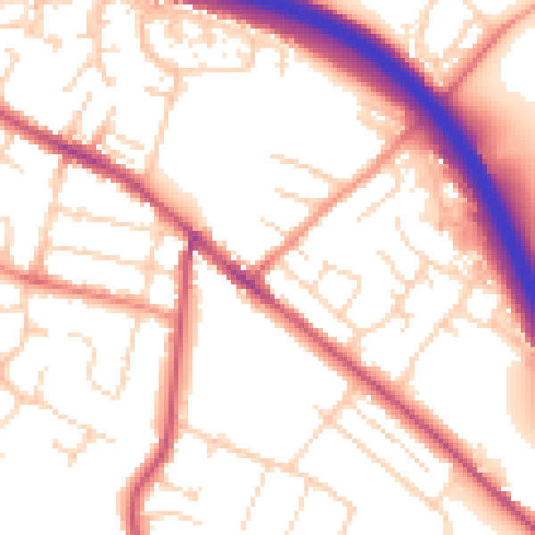 Daytime road noise heatmap for S41 0AL