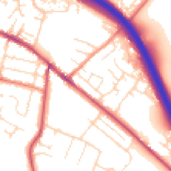 Daytime road noise heatmap for S41 0AN