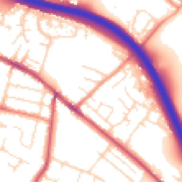 Daytime road noise heatmap for S41 0AP